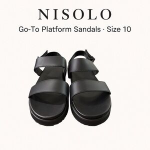 Nisolo Go-To Platform Sandals – Black – Size 10 – Brand New